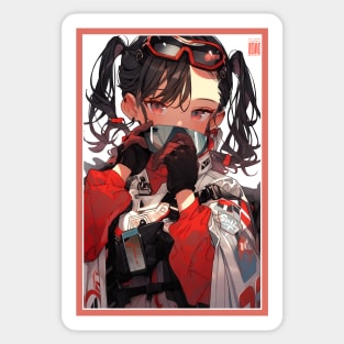 Aesthetic Anime Girl Red White Black | Quality Aesthetic Anime Design | Chibi Manga Anime Art Sticker